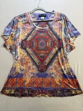 Appropriate Behavior Baroque Print Top L Ornate Medallion Versace Inspired